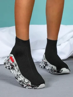 Plus Size Knit Slip-On Sock Sneakers