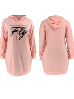Plus Size Letter Print Hooded Sweatshirt Dress