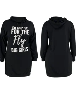 Plus Size Letter Print Hooded Sweatshirt Dress