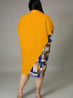 Plus Size Long Sleeve Loose Shirts Midi Dress