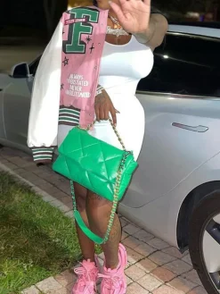 Plus Size Long Sleeves Button Baseball Jacket