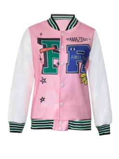 Plus Size Long Sleeves Button Baseball Jacket