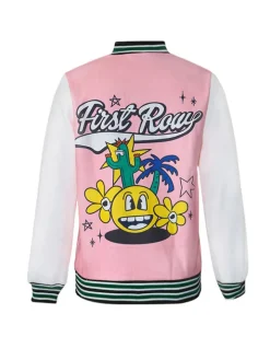 Plus Size Long Sleeves Button Baseball Jacket