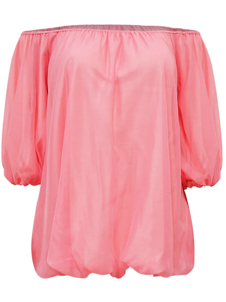 Plus Size Off Shoulder Puff Sleeve Dress