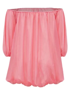 Plus Size Off Shoulder Puff Sleeve Dress