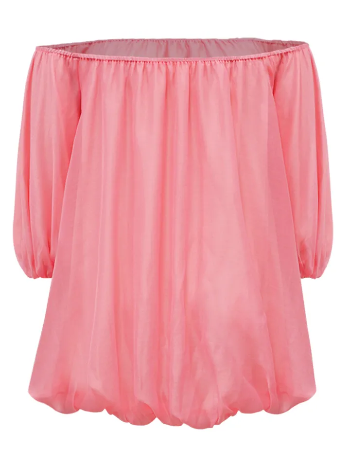 Plus Size Off Shoulder Puff Sleeve Dress