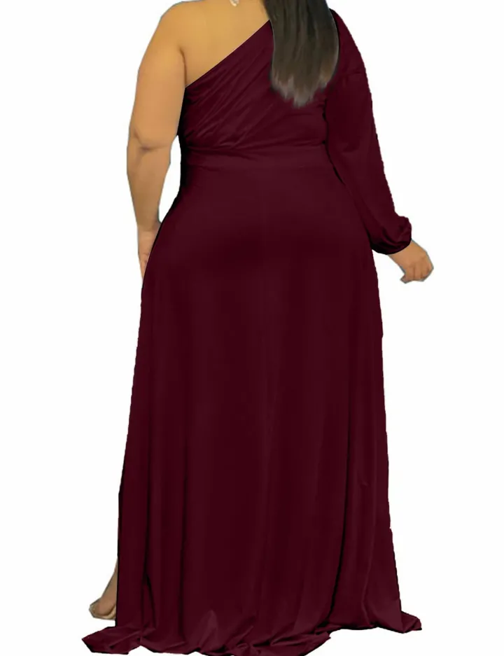 Plus Size One Shoulder Irregular Hem Dress