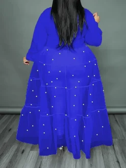 Plus Size Pearl Mesh Patchwork Top