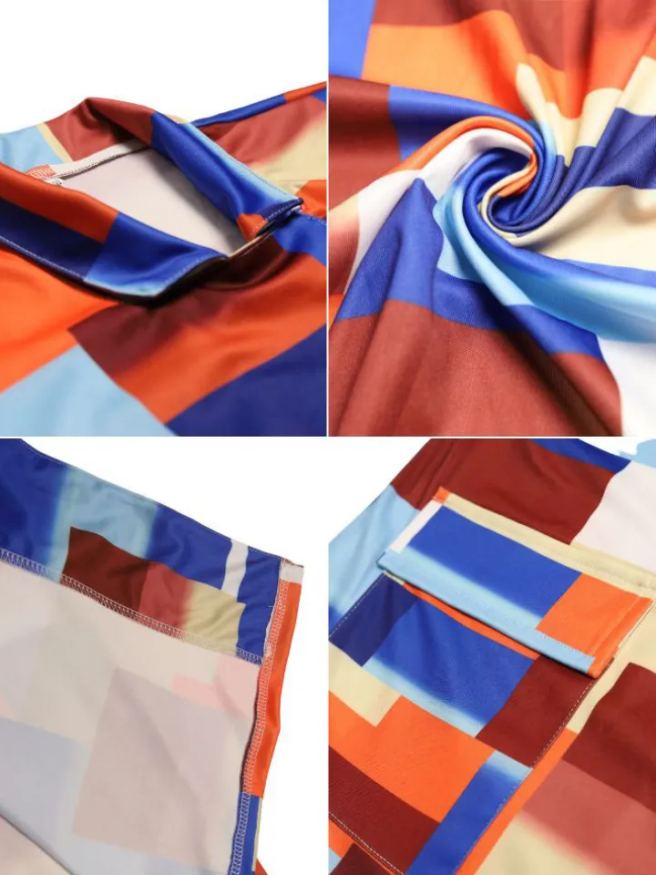 Plus Size Plaid Colorful Print Double-Breasted Lapel Coat