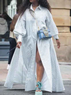 Plus Size Print Long Shirt Dress