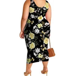 Plus Size Print Sleeveless Top Skirt Set