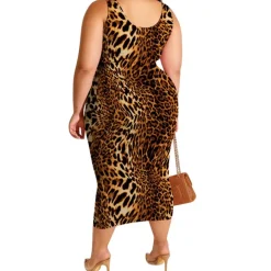 Plus Size Print Sleeveless Top Skirt Set