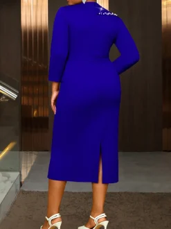 Plus Size Ruffle Bead Midi Dress