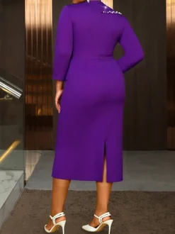 Plus Size Ruffle Bead Midi Dress