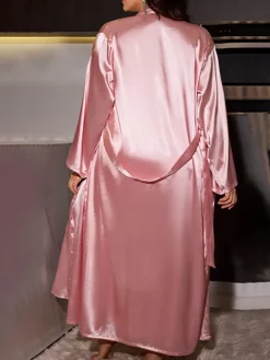 Plus Size Satin Nightgown u0026 Robe Set