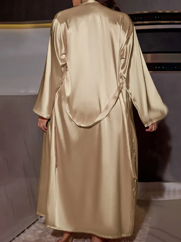 Plus Size Satin Nightgown u0026 Robe Set