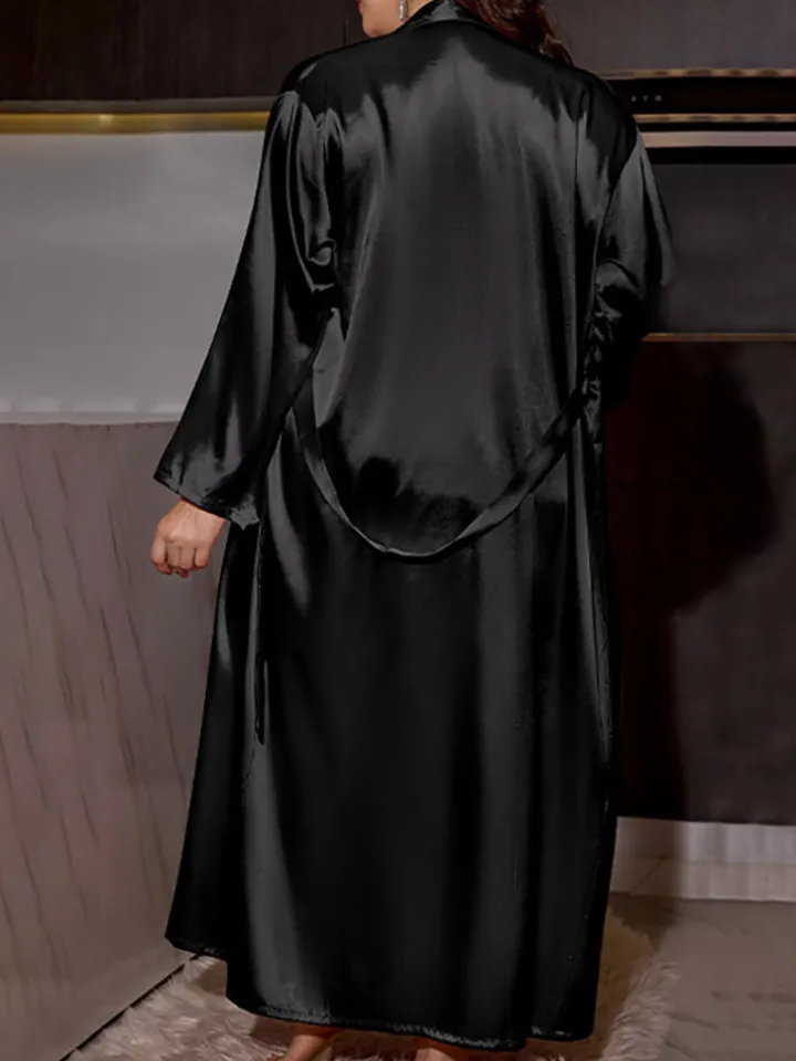 Plus Size Satin Nightgown u0026 Robe Set