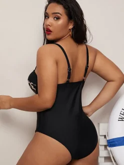 Plus Size Sleeveless Leopard Print Swimsuit