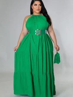 Plus Size Sleeveless Ruched Maxi Dress