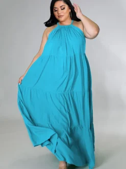 Plus Size Sleeveless Ruched Maxi Dress