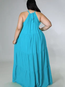 Plus Size Sleeveless Ruched Maxi Dress