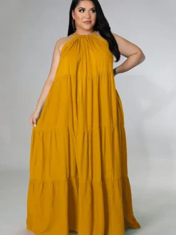 Plus Size Sleeveless Ruched Maxi Dress