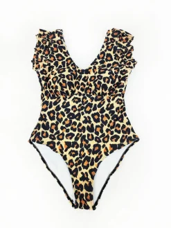 Plus Size Sleeveless Ruffle Floral Print Swimsuit