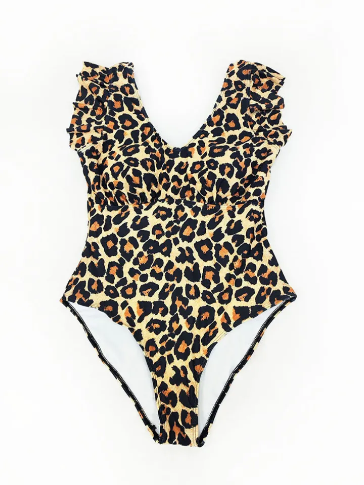 Plus Size Sleeveless Ruffle Floral Print Swimsuit