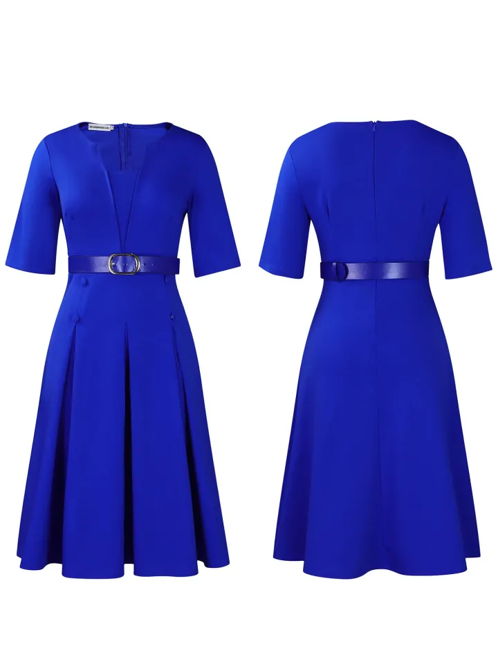 Plus Size Solid Color Half Sleeve Dress