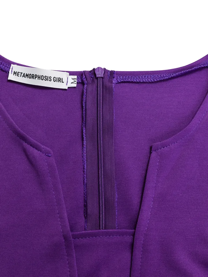 Plus Size Solid Color Half Sleeve Dress