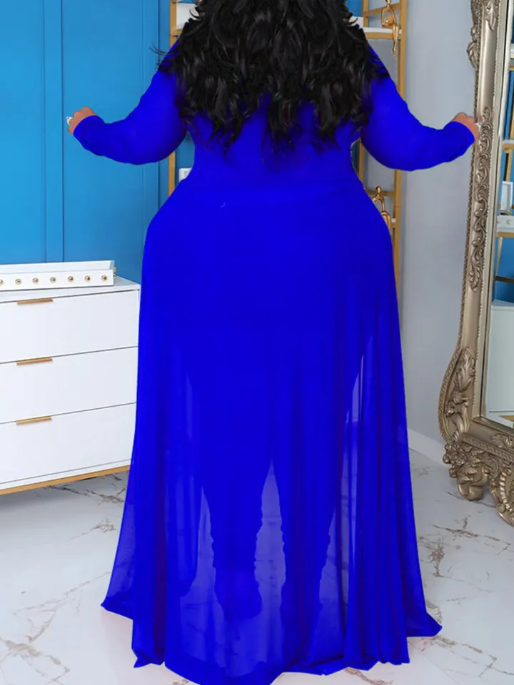 Plus Size Solid Color Patchwork Jumpsuit