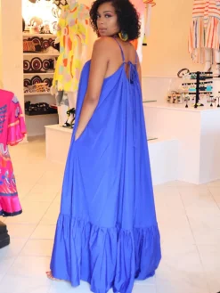 Plus Size Spaghetti Strap Ruffle Beach Maxi Swing Dress