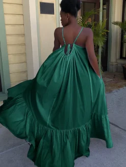 Plus Size Spaghetti Strap Ruffle Beach Maxi Swing Dress