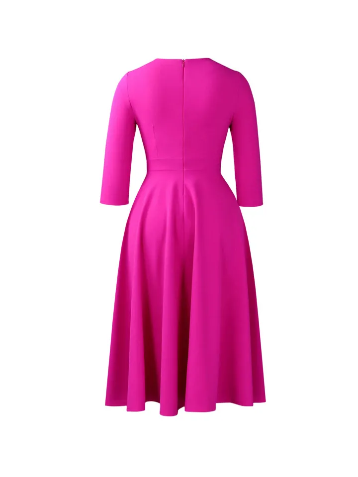 Plus Size Square Neck Pleated Dress