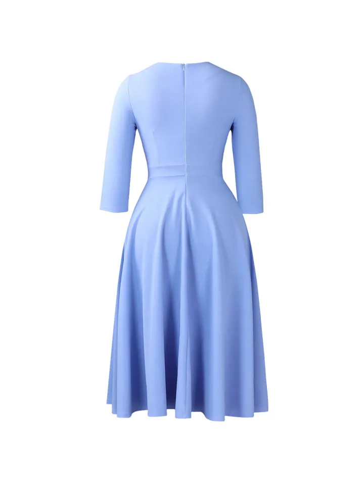 Plus Size Square Neck Pleated Dress