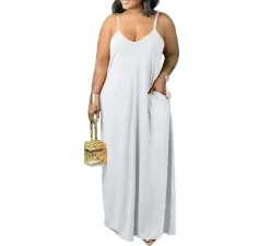 Plus Size Strap Maxi Dress With Pockets