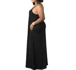Plus Size Strap Maxi Dress With Pockets