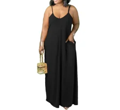 Plus Size Strap Maxi Dress With Pockets