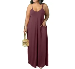 Plus Size Strap Maxi Dress With Pockets