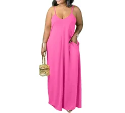 Plus Size Strap Maxi Dress With Pockets