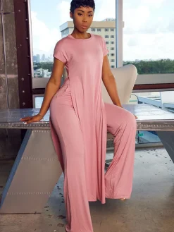 Plus Size Two Piece Short Sleeves Top Long Pants Outfits