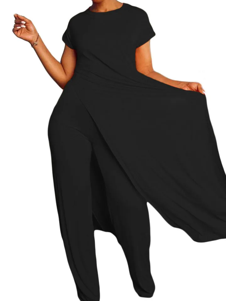 Plus Size Two Piece Short Sleeves Top Long Pants Outfits