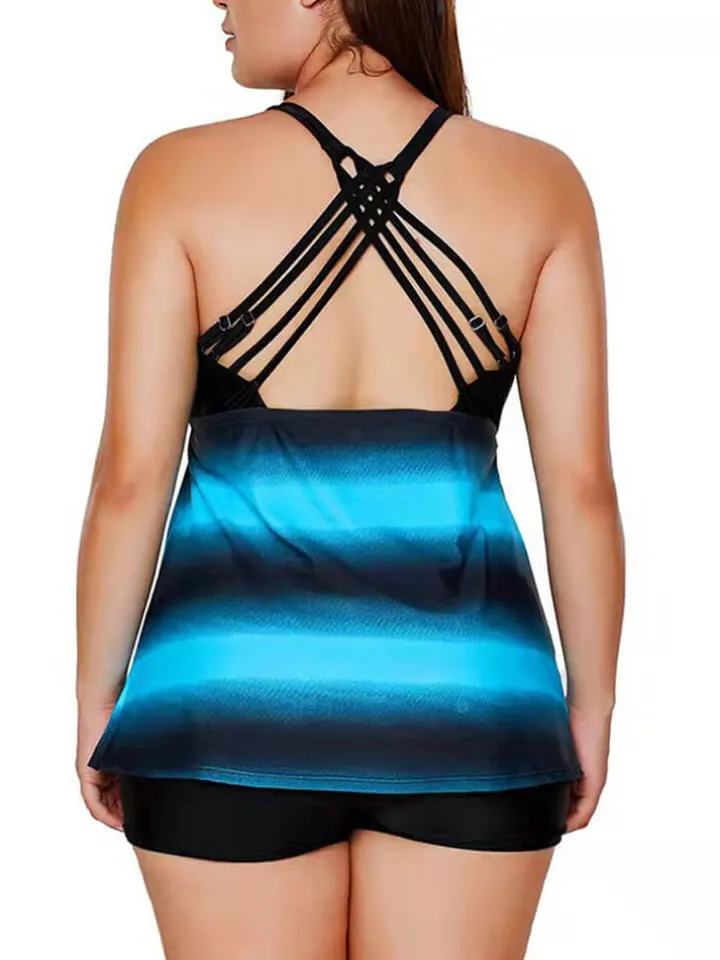 Plus Size Two Piece Sleeveless Swimsuit