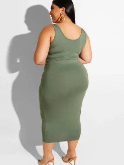 Plus Size Two Piece Tank Top Maxi Skirts Set