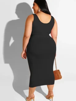 Plus Size Two Piece Tank Top Maxi Skirts Set