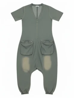 Pockets Bagged Denim Jumpsuit