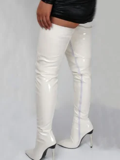 Pointed Toe Patent Leather Over-the-Knee Boots