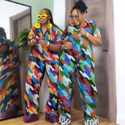 Print Zipper Wide Leg Jumpsuit