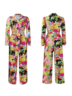 Printed Two-Piece Shirt u0026 Wide-Leg Pants