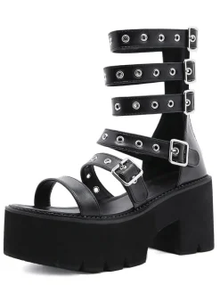 PU Adjustable Wrap Up Wedge Sandal